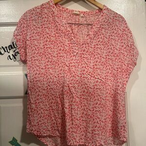 GAP Red and White Floral Blouse